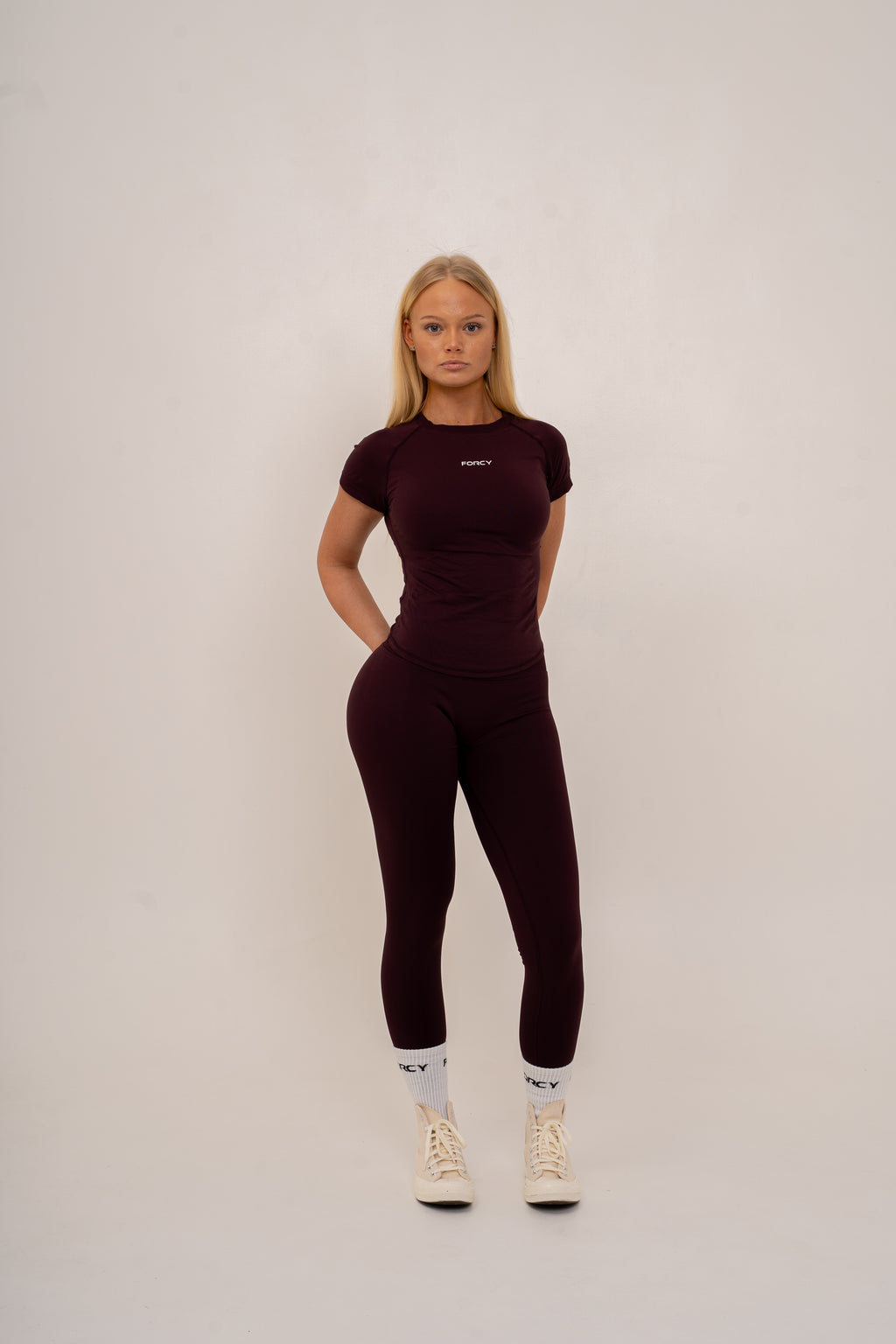 Bolt scrunch leggings - Cherry