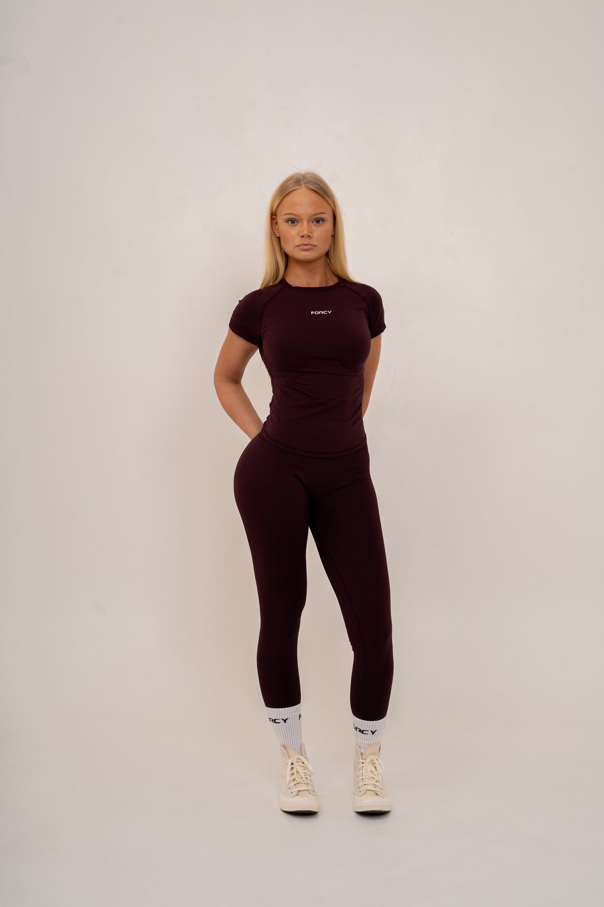 Bolt scrunch leggings - Cherry